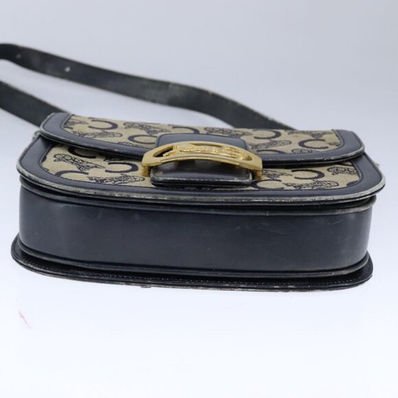 Authentic CELINE C Sulky Shoulder Bag Canvas Leather Navy - Picture 12 of 16